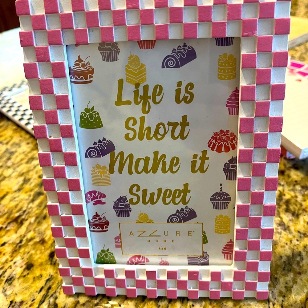 Pink Checkered Picture Frame